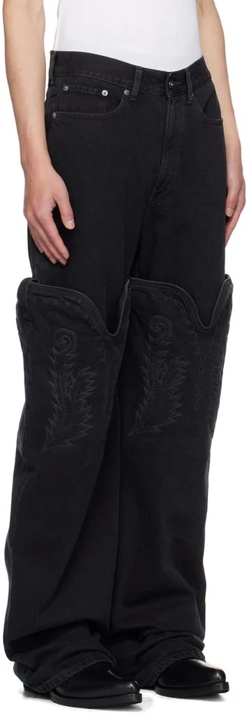 Y/Project Black Classic Maxi Cowboy Cuff Jeans 2