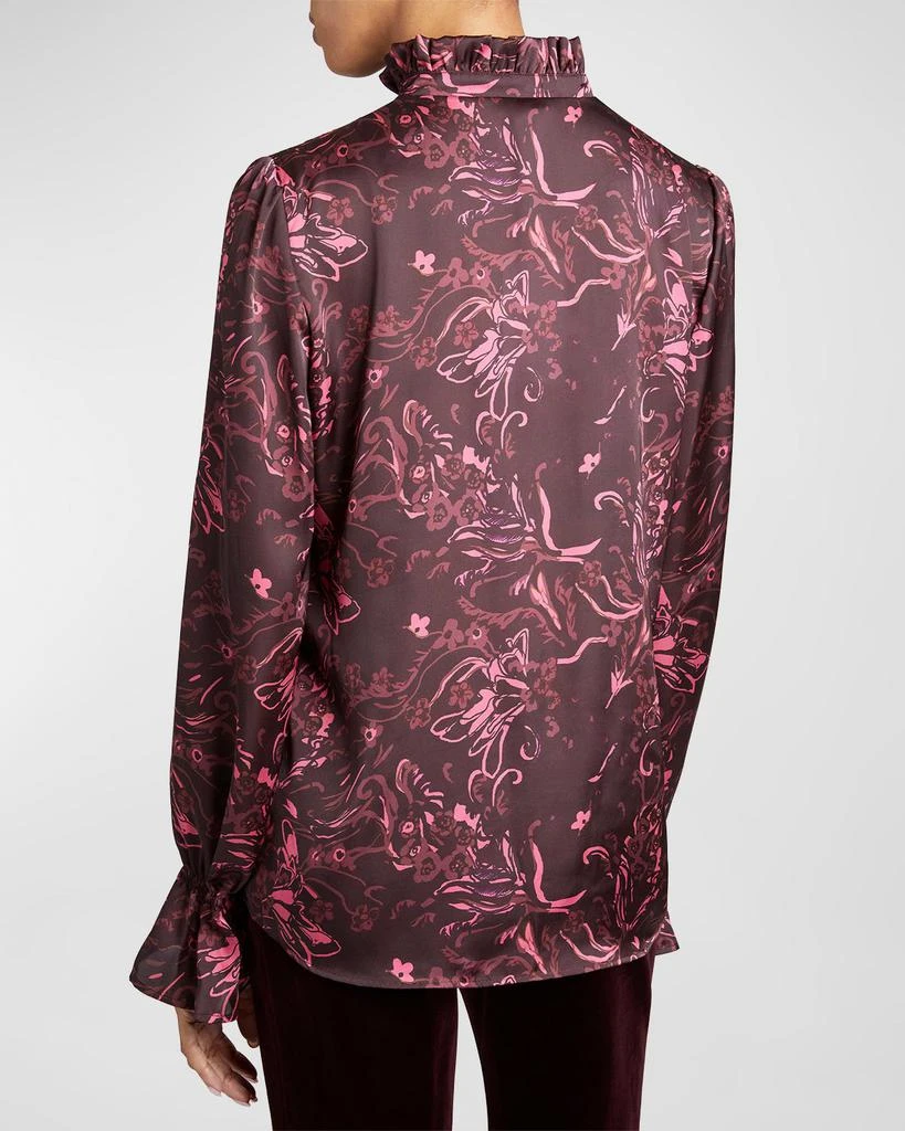Santorelli Chelsea Floral-Print Blouson-Sleeve Blouse 3