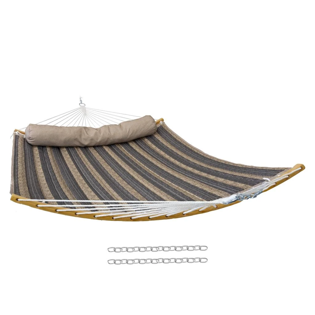Sunnydaze Heavy-Duty Quilted 2-Person Hammock with Curved Bamboo Spreader Bars - 450 lb Weight Capacity 15