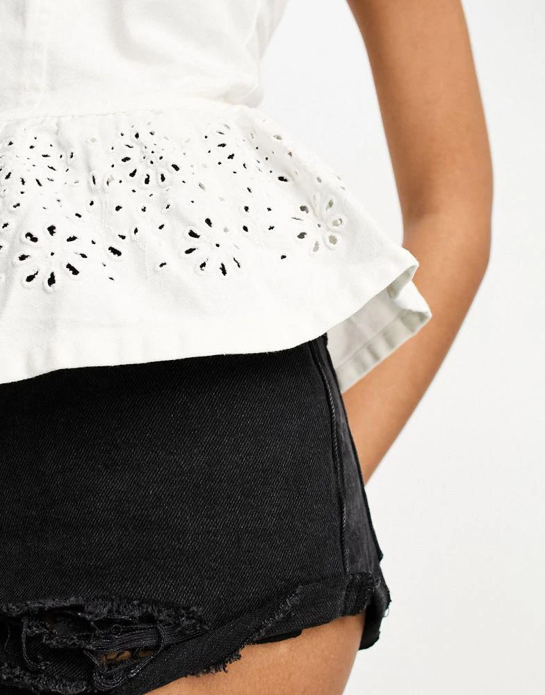 River Island River Island embroidered denim corset top in white 4