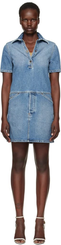 Moschino Blue Laurel Crown Emblem Denim Minidress 1