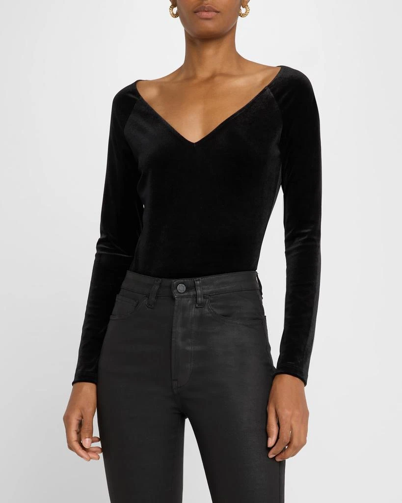 L'Agence Winona Long-Sleeve Velvet Bodysuit 4
