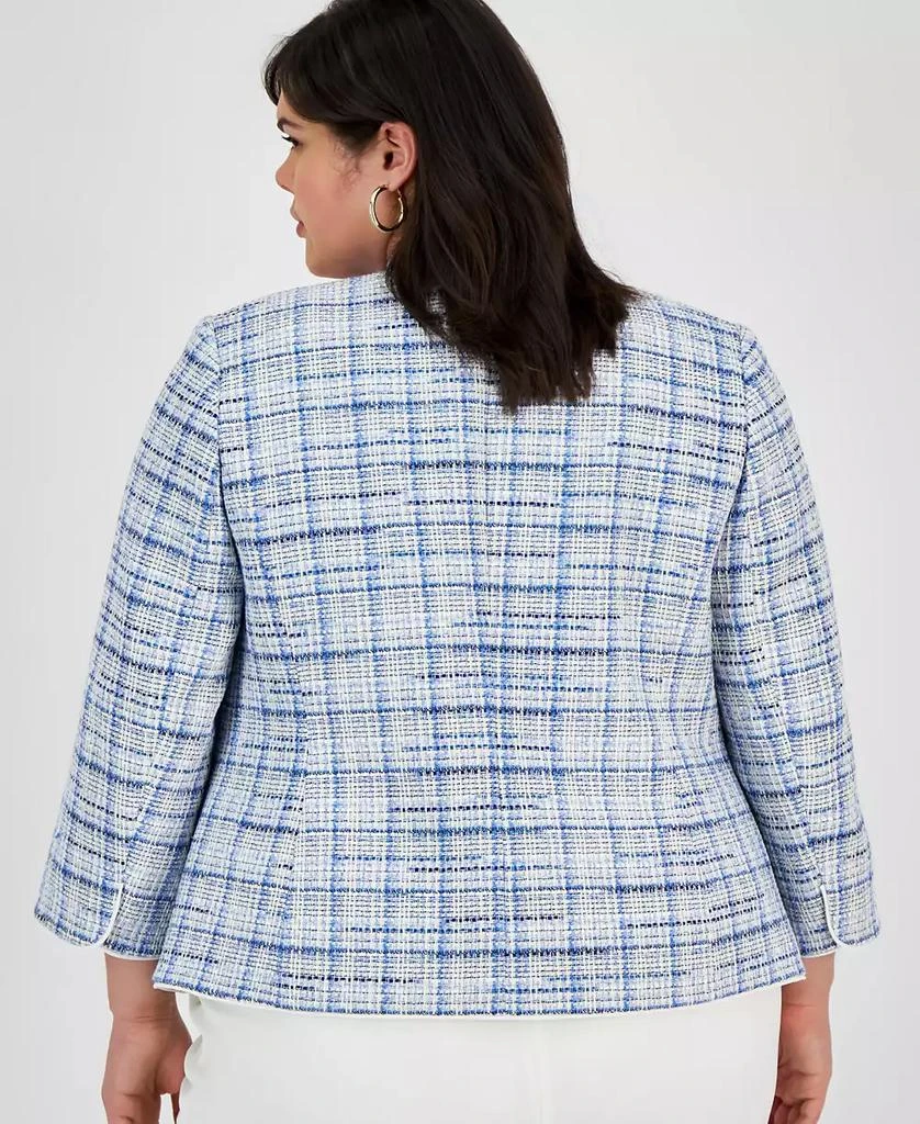 Kasper Plus Size Tweed Piping-Trim Open-Front Blazer 4