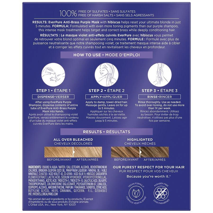 L'Oreal Paris Everpure Sulfate-Free Anti-Brass Purple Mask Treatment 3