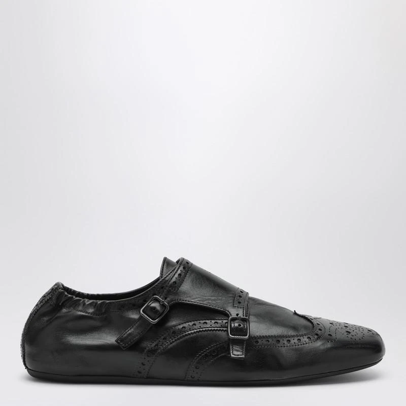 Prada Black leather double buckle shoes 1