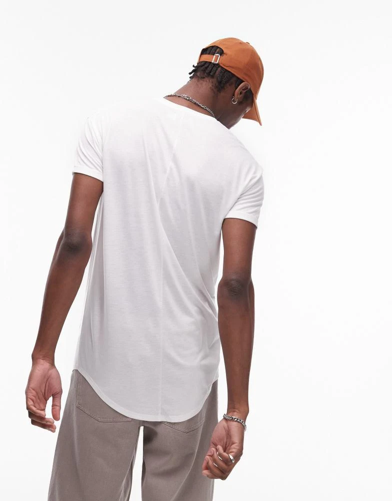 Topman Topman longline t-shirt in white 3