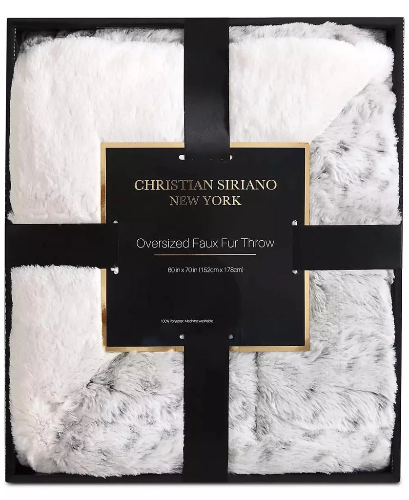 Christian Siriano New York Christian Siriano Snow Leopard Luxury Faux-Fur Throw, 60" x 70" 3
