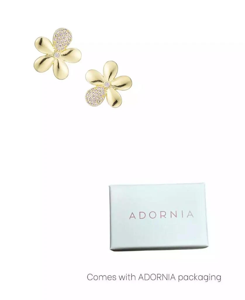ADORNIA Gold CZ Flower Petal Stud Earrings 3