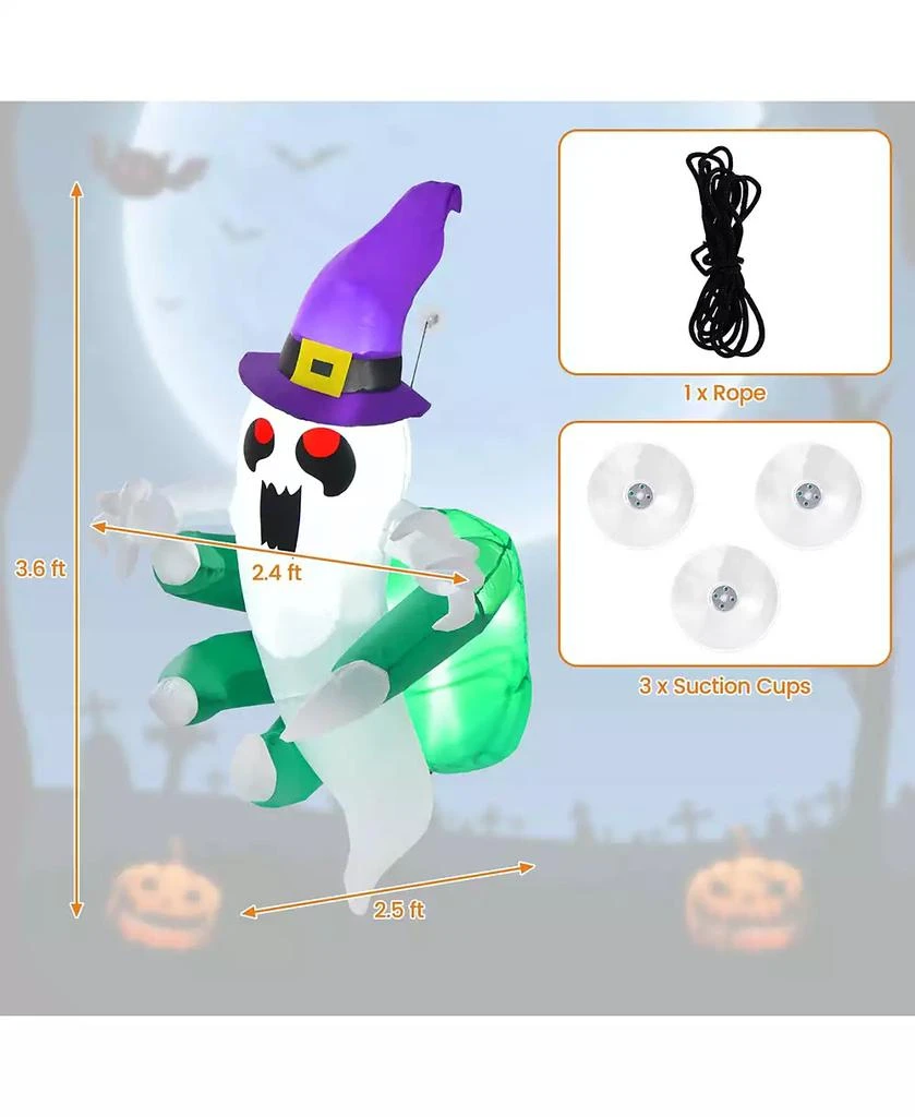 Costway 3.6
 Halloween Inflatable Ghost Indoor Outdoor Blow Up Flying Halloween Decor 3