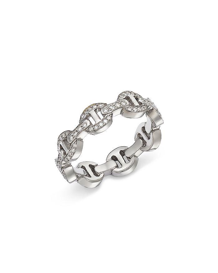 Hoorsenbuhs 18K White Gold Heritage Diamond Tri Link Ring