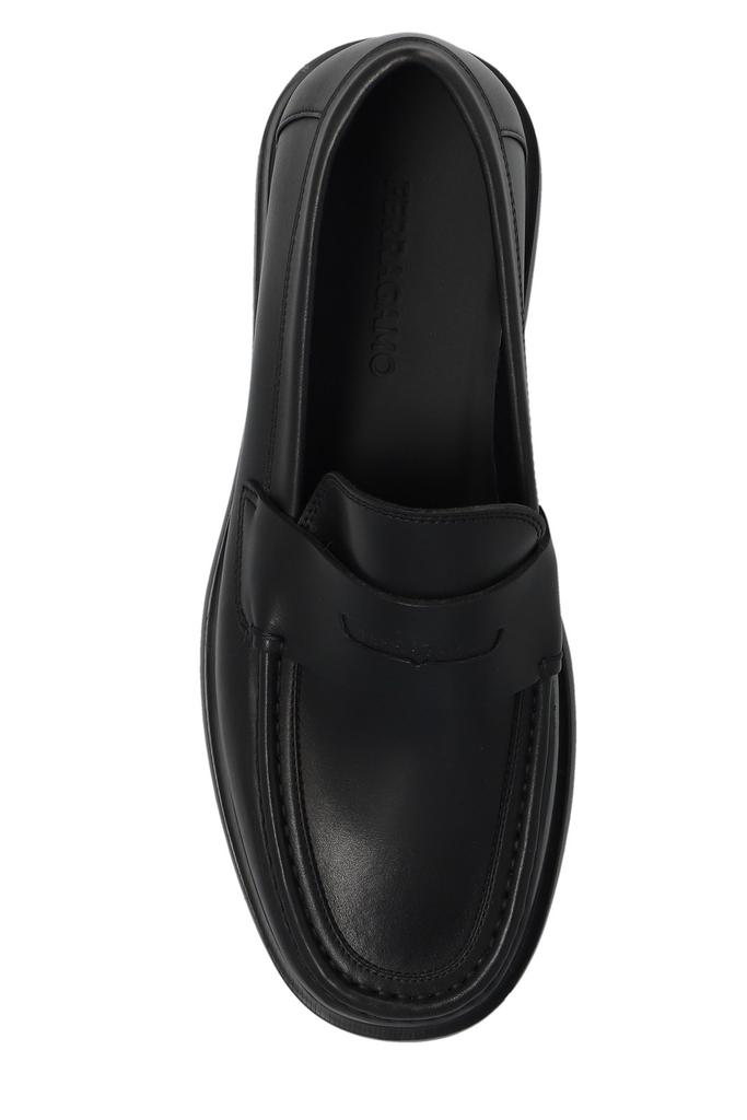 Shop Ferragamo Logo Embossed Slip-On Loafers on Sale at