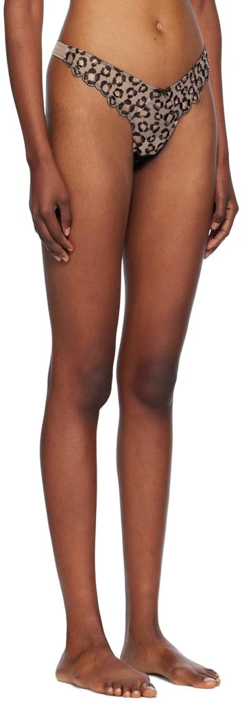 Fleur du Mal Brown Leopard Embroidery Thong 2