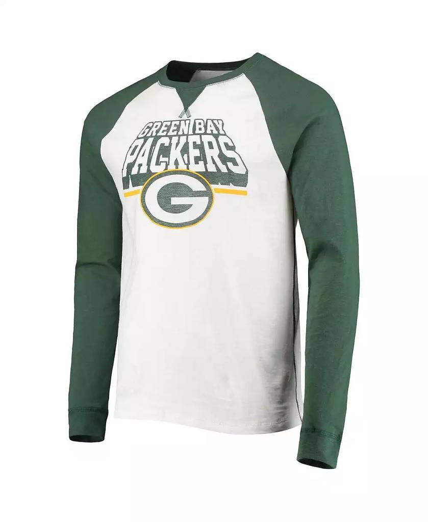 Junk Food Men's White, Green Bay Packers Colorblock Raglan Long Sleeve T-shirt