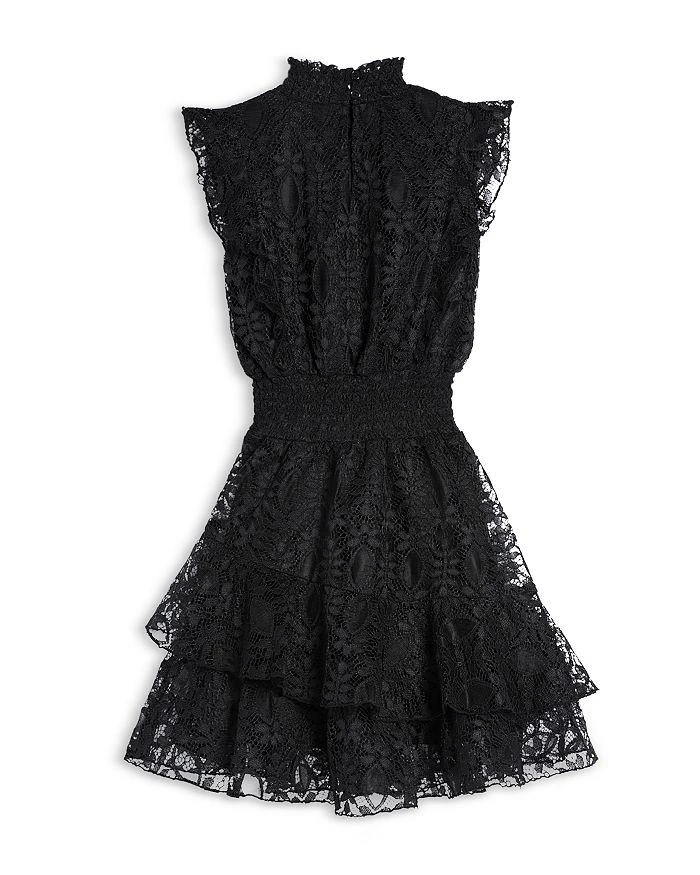 AQUA Girls' Mock Neck Lace Tiered Mini Dress - Little Kid, Big Kid - Exclusive 2