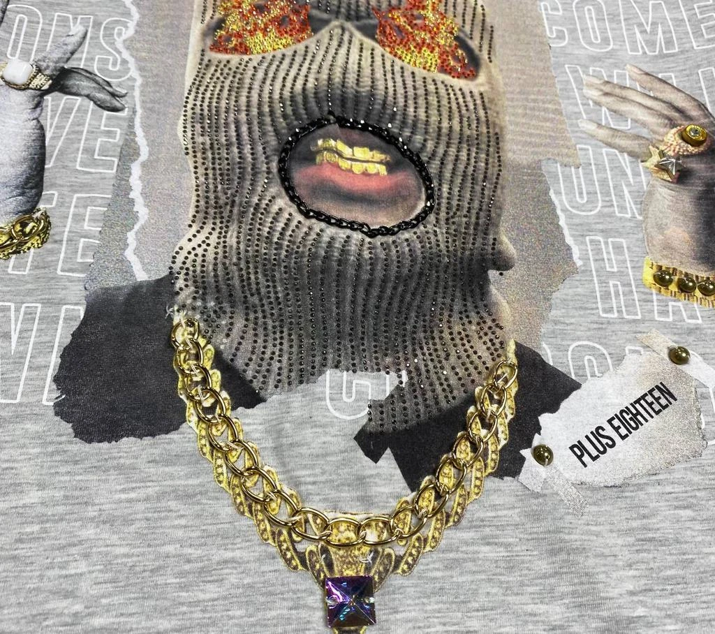 PLUS EIGHTEEN Men's Ski Mask Tee In Grey 2