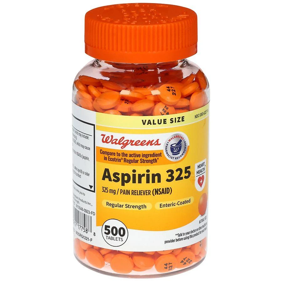 Walgreens Aspirin 325 mg Enteric-Coated Tablets Regular Strength 6