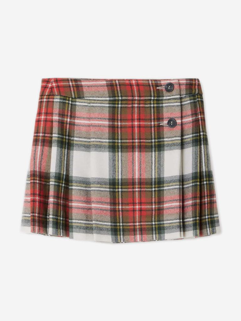Bonpoint Bonpoint Girls Talissa Tartan Wool Skirt in Red