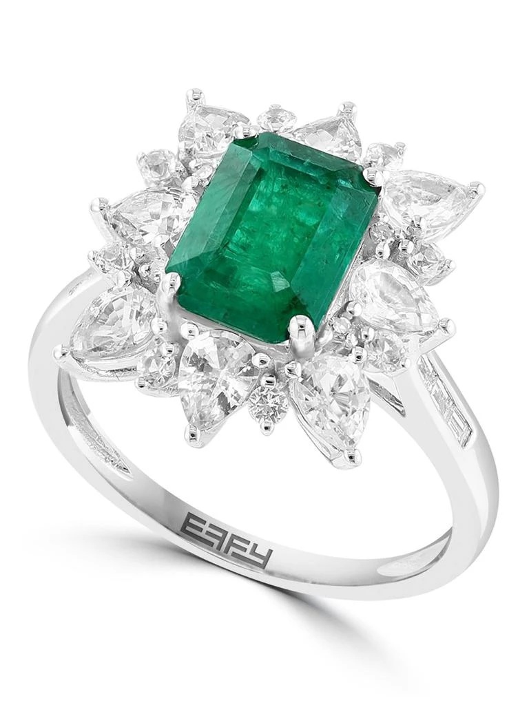Effy 14K White Gold, Emerald, White Sapphire 
0.09 TCW Diamond Ring