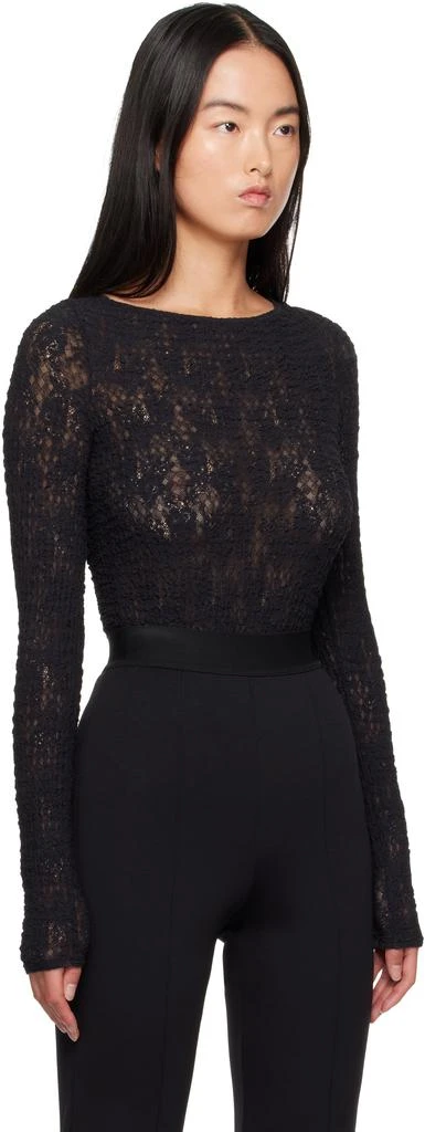 Wolford Black Structured Lace String Bodysuit 2