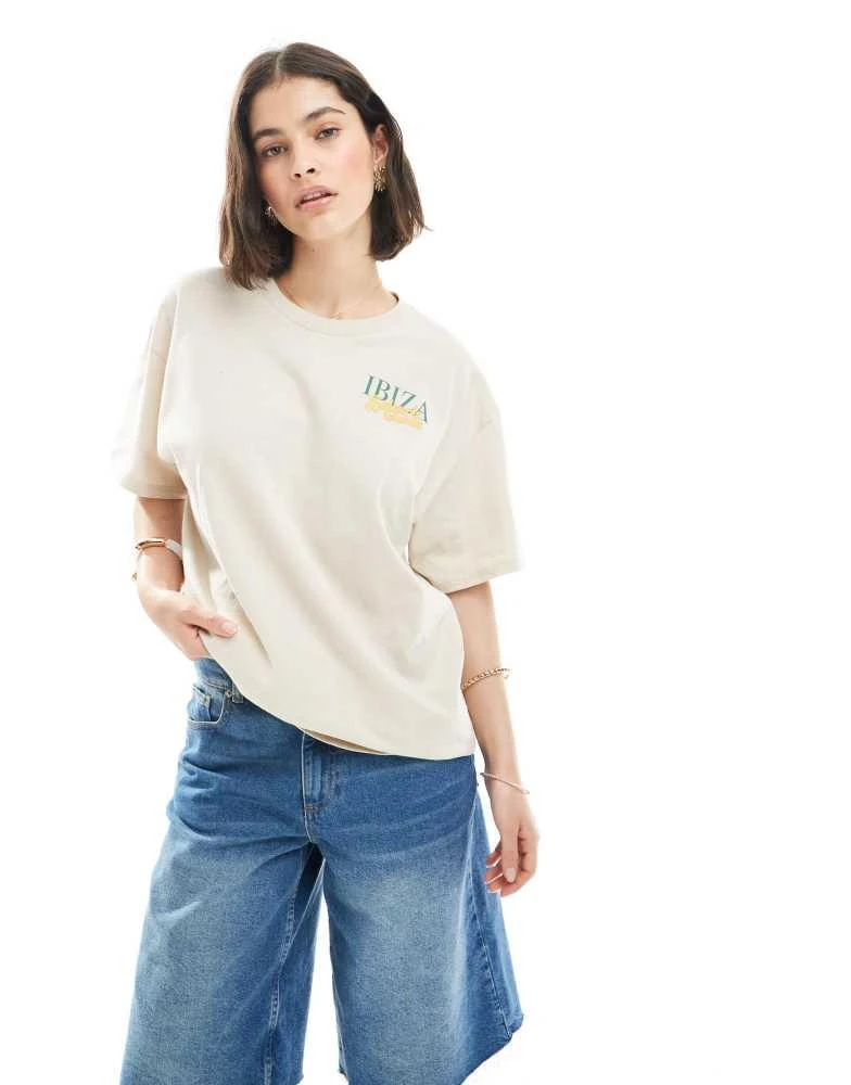 Miss Selfridge Miss Selfridge summer ibiza graphic tee in sand 4