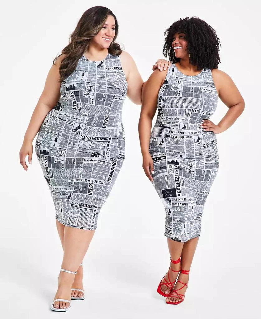 Nina Parker Trendy Plus Size Printed Mesh Midi Dress, Created for Macy's 5