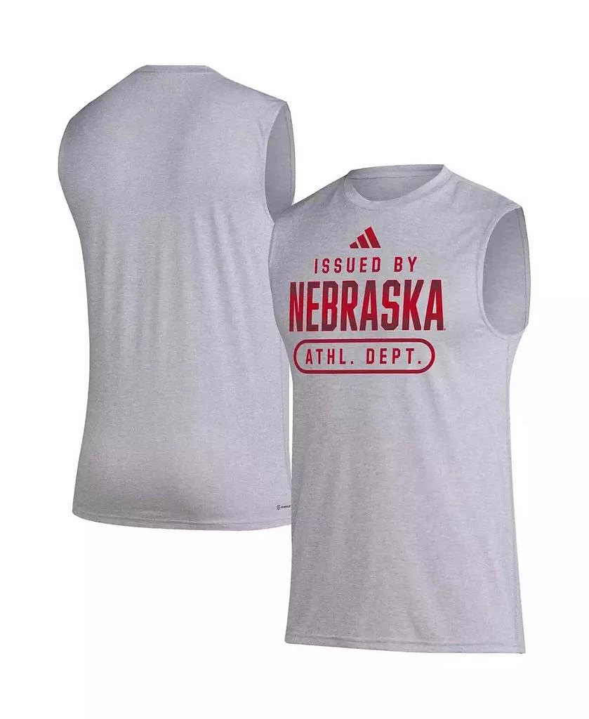Adidas Men's Heather Gray Nebraska Huskers Sideline AEROREADY Pregame Tank Top 1