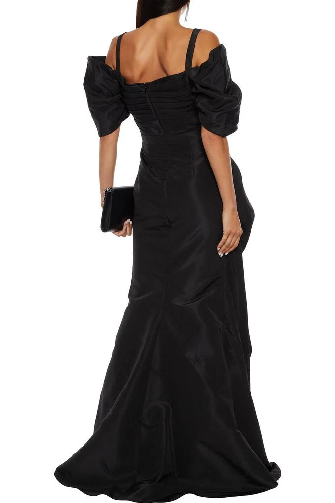 Alexander McQueen Cold-shoulder pleated draped silk-faille gown 3