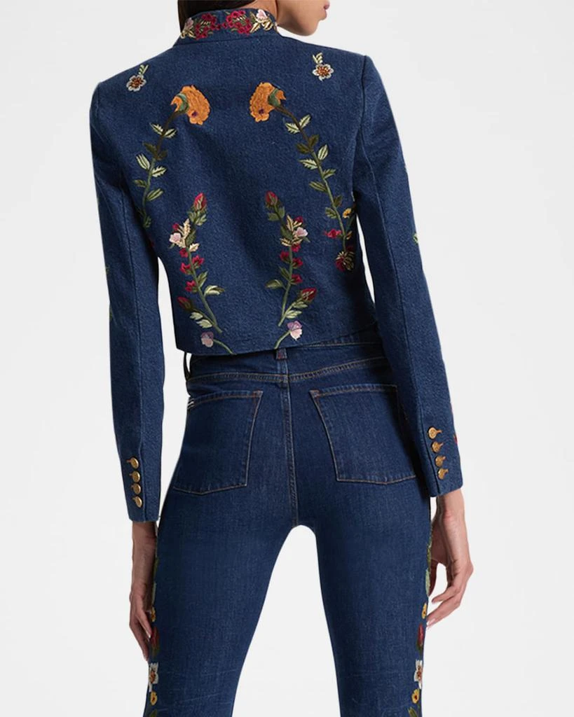 Alice + Olivia Emerson Embroidered Denim Military Jacket 3