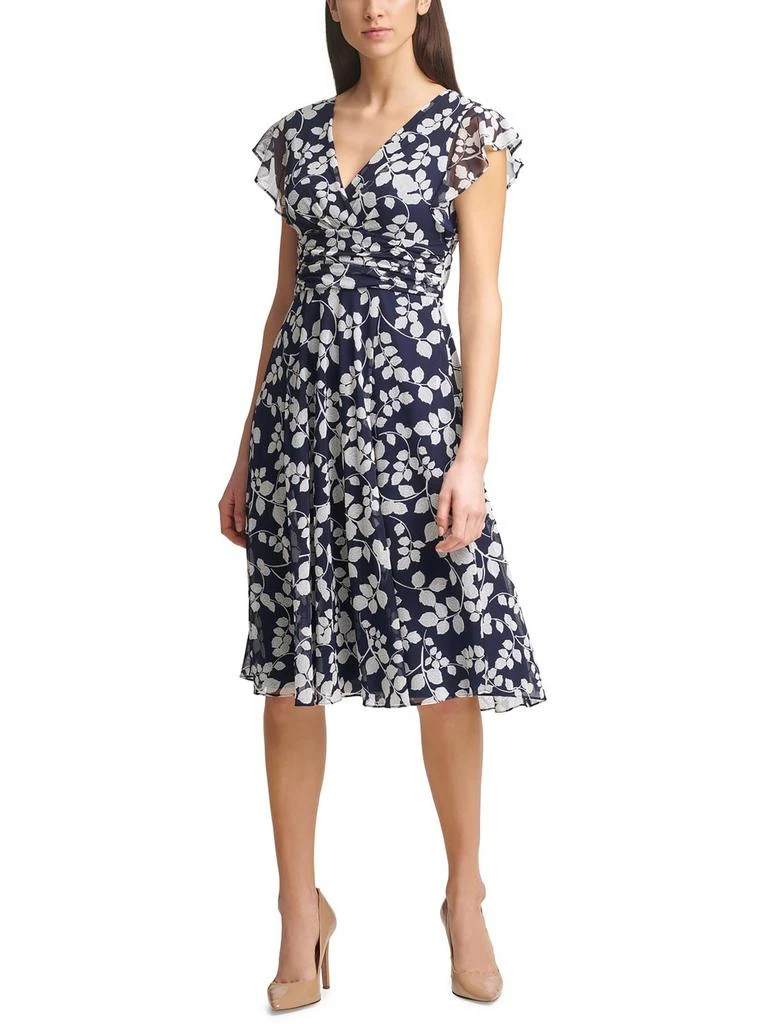 Jessica Howard Petites Womens Cocktail Midi Fit & Flare Dress 1