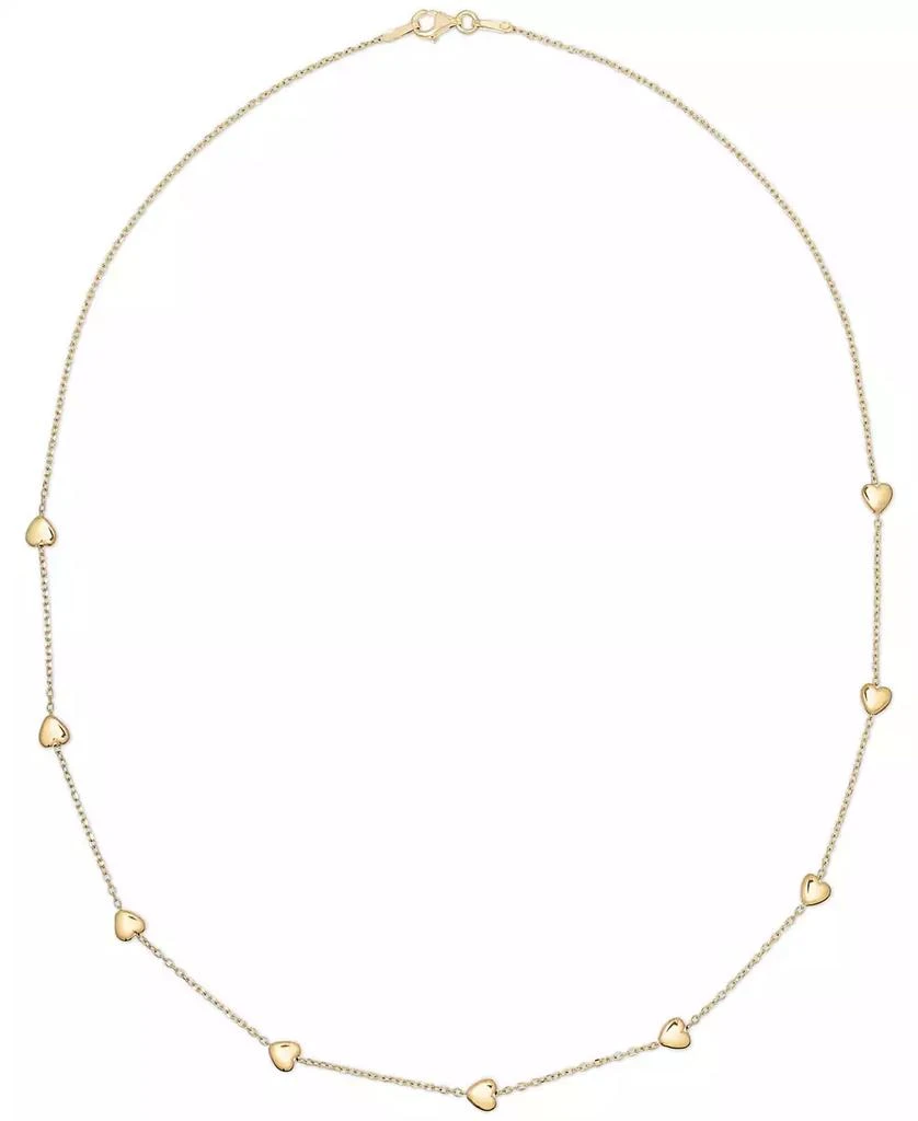 Macy's Polished Puffed Heart 18" Station Necklace in 10k Yellow Gold 3