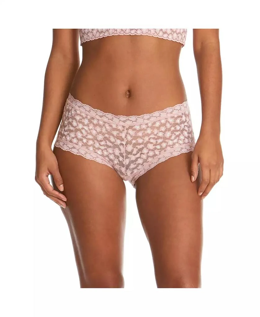 Hanky Panky Women's Cross-dyed Leopard Mide Rise Boyshort Panty 3 pack 3