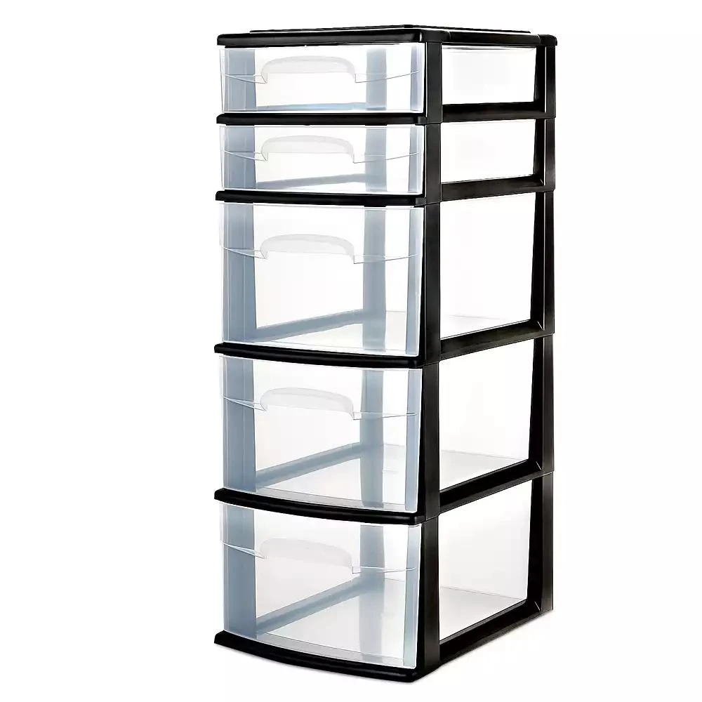 Homz Plastic 5 Drawer Home Storage Container Tower Closet Organizer