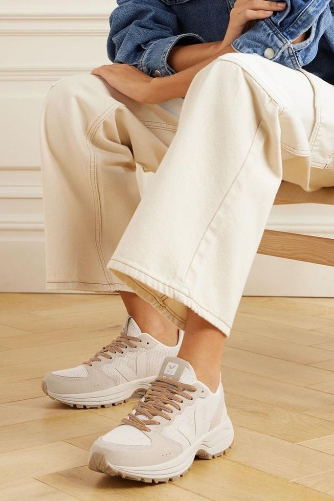 Veja + Reformation Venturi mesh and suede sneakers