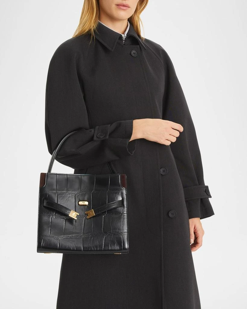 Tory Burch Lee Radziwill Small Croc-Embossed Double Bag 4