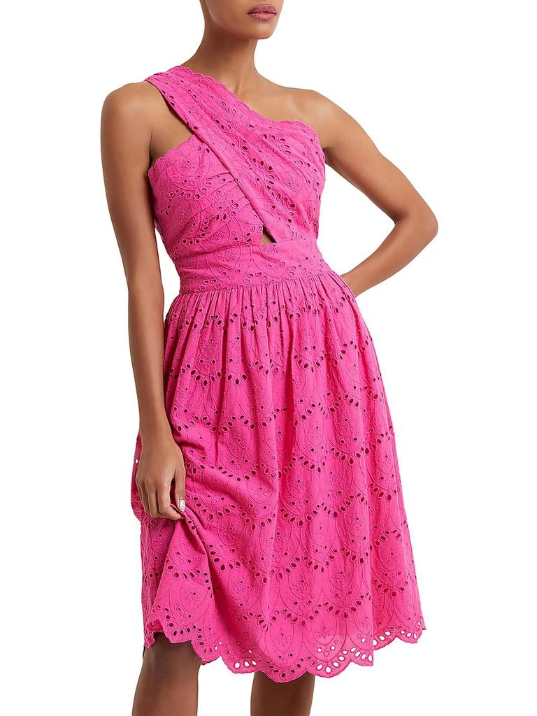 French Connection Appelona Womens One Shoulder Cutout Midi Dress 1