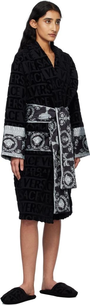 Versace Black 'Versace' Allover Towel Slippers 5