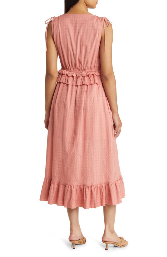 Caslon® Faux Wrap Ruffle Dobby Dress