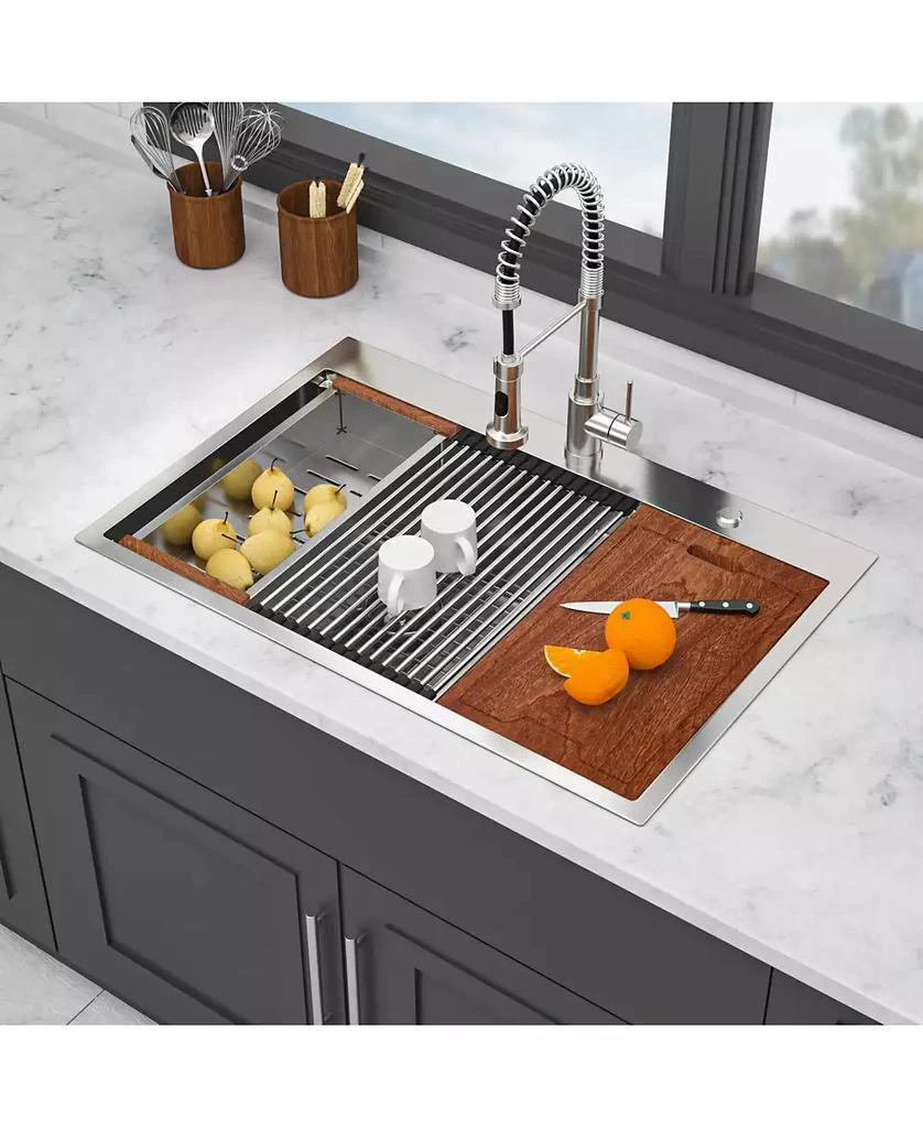 Flynama 36x22x10inch Topmount Double Bowl Kitchen Sink 16 Gauge Stainless Steel Split Brushed Nickel 2