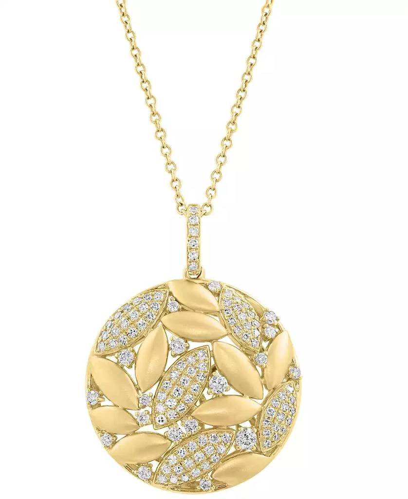 Effy EFFY® Diamond & Polished Navette Cluster Pendant Necklace (1/2 ct. t.w.) in 14k Gold, 17" + 1" extender 1
