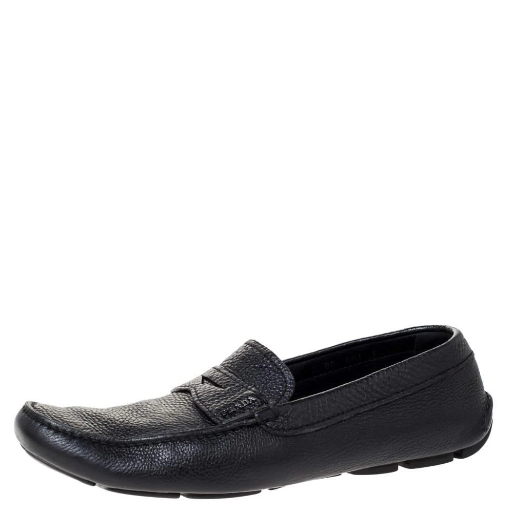 Prada Black Leather Driver Penny Slip On Loafers Size 42  display picture 1