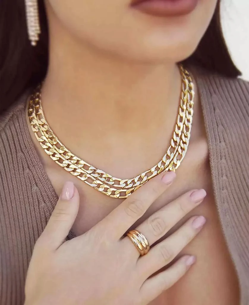 Ettika Jewelry Double Gold Plated Figaro Chain Link Necklace 3