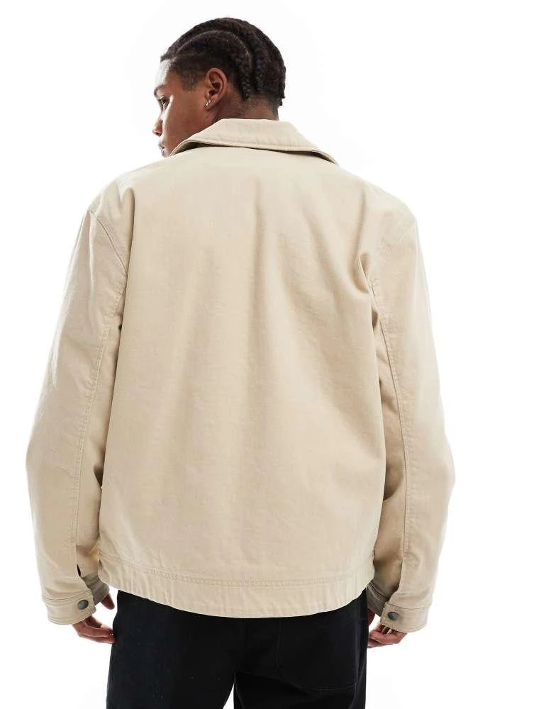 HOLLISTER Hollister boxy fit cord collar workwear jacket in beige 4