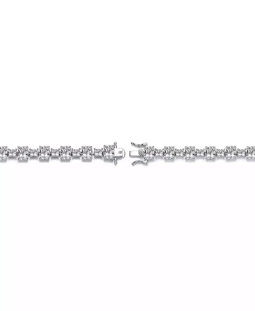 Genevive Sterling Silver White Gold Plated with Clear Cubic Zirconia Statement Bracelet 3