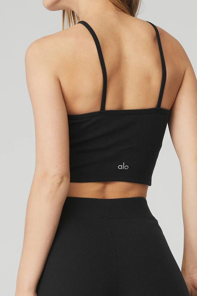 Alo Goddess Ribbed Cross Crop Top - Black 5