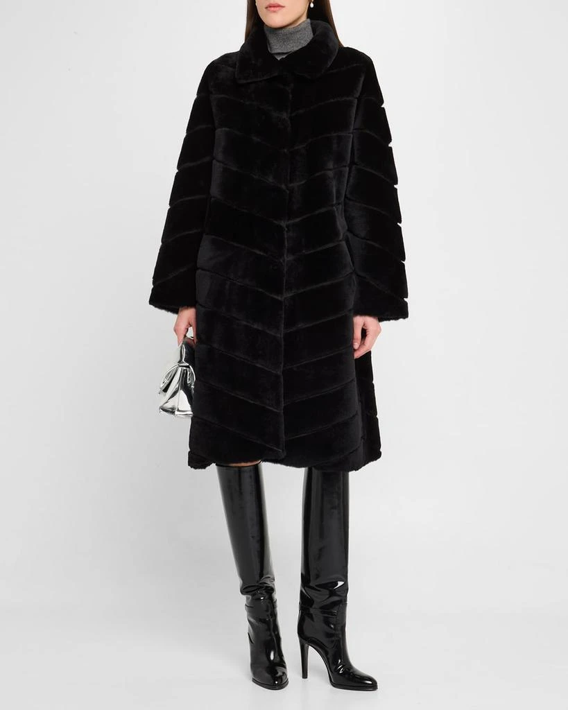 Gorski Reversible Chevron Lamb Shearling Coat 5