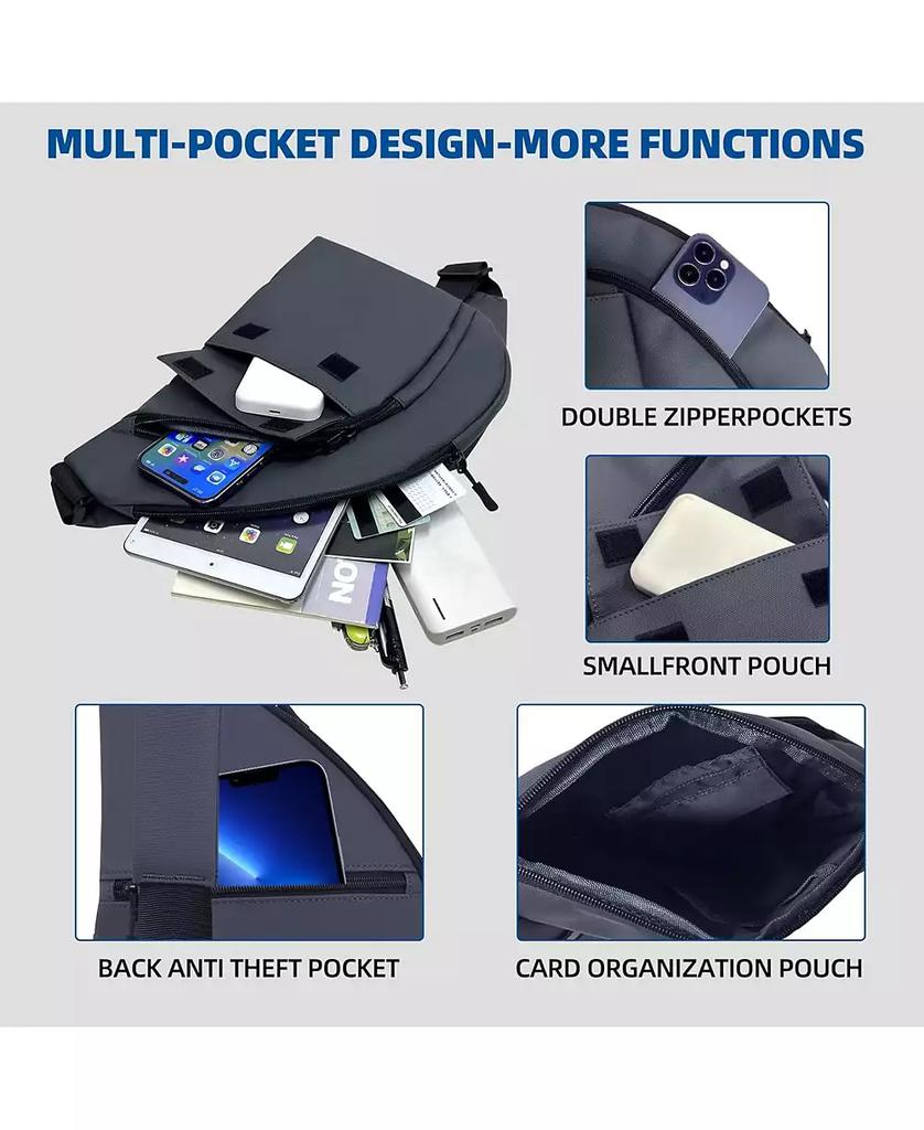 Urbanmax Anti Theft Travel Bag, Crossbody Bags Chest Sling Bag Purses for Women Men Black Right