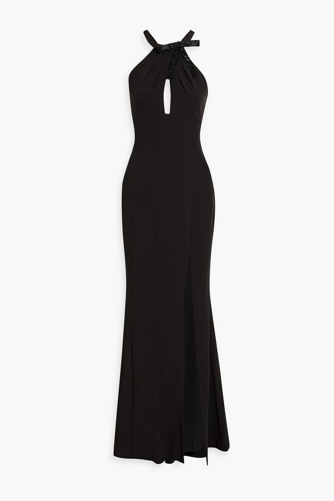 MARCHESA Cutout bow-detailed stretch-crepe gown 1