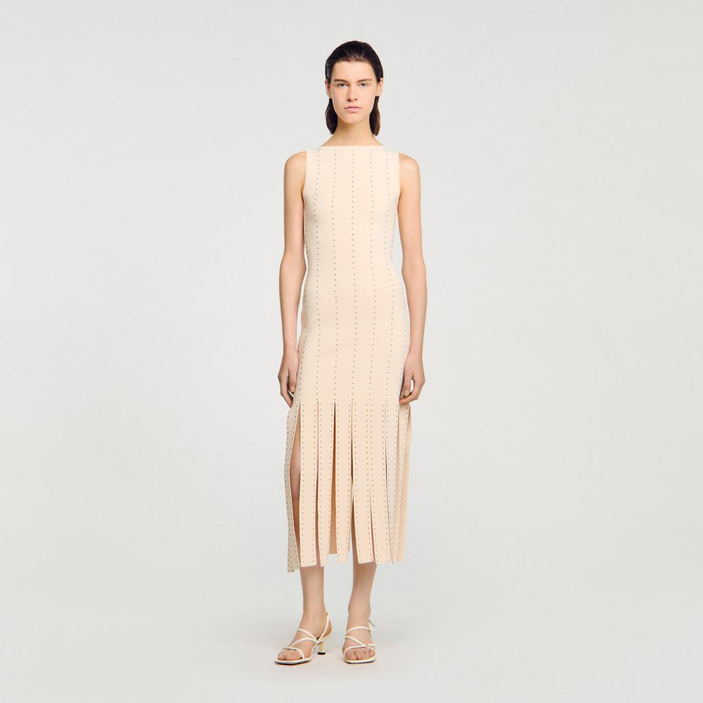 Sandro Fringed knit maxi dress