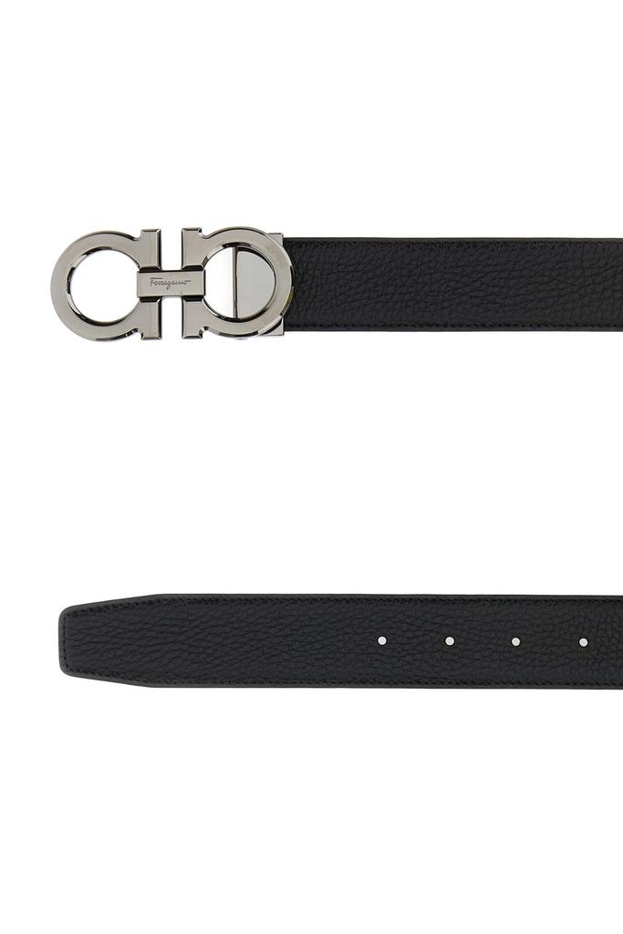 Salvatore Ferragamo Black leather reversible belt