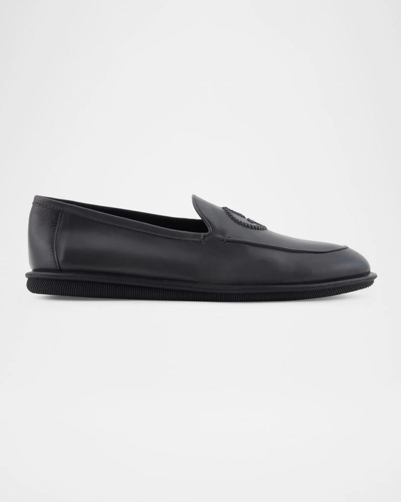 Giorgio Armani Men's Leather Monogram Smoking Slippers 1